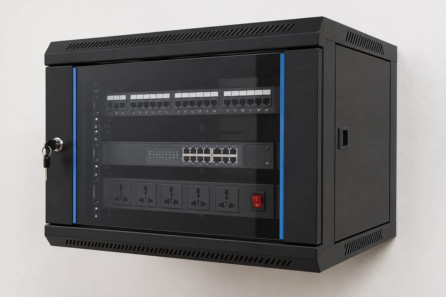 Wall mount server rack for networking and IT equipment